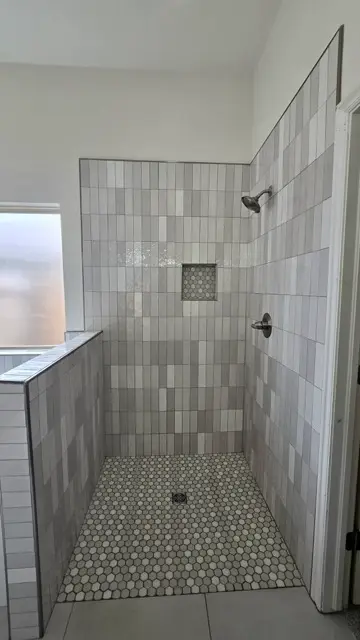 Modern walk-in shower and tub remodel by Justus Bath in Edmond, Oklahoma