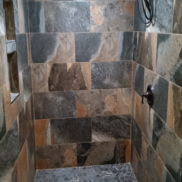 Tiled shower remodeling.